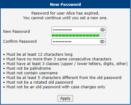 Forced to Change the Password in GUI