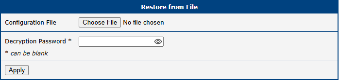 Restore Configuration