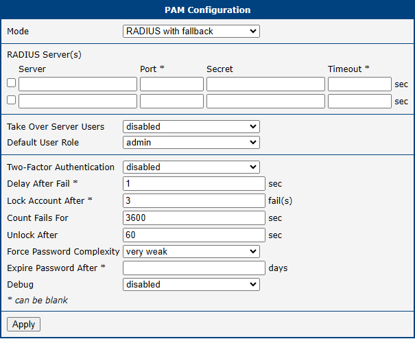 RADIUS Configuration