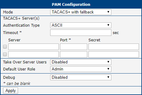 TACACS+ Configuration