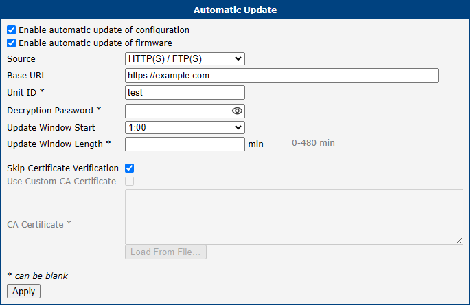 Example of a Scheduled Automatic Update