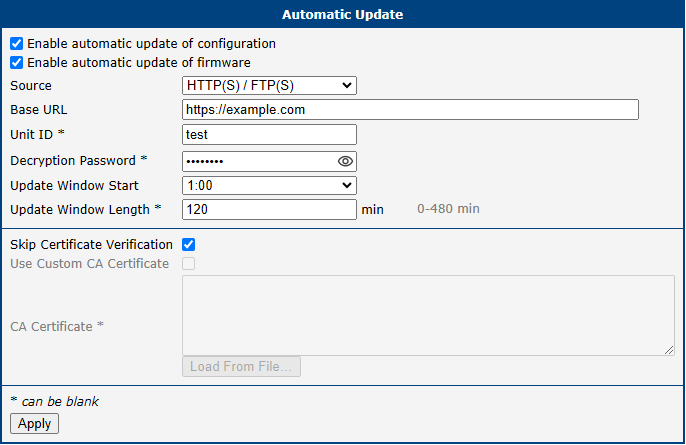 Example of an Automatic Update Using the MAC Address