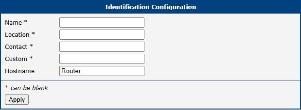 Identification Configuration Page