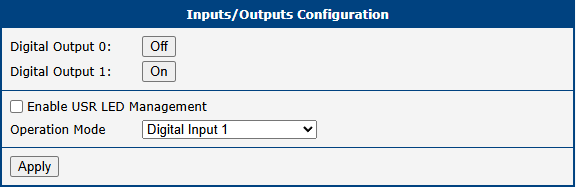 Inputs/Outputs Configuration