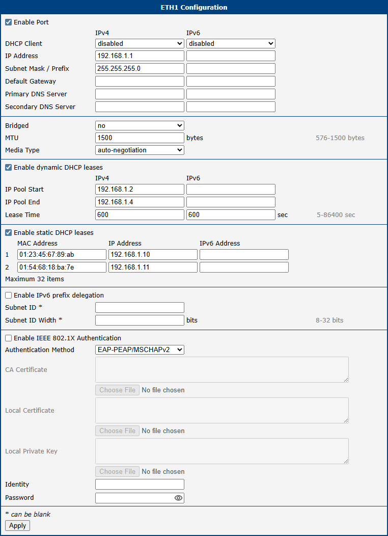 LAN Configuration for Example 2
