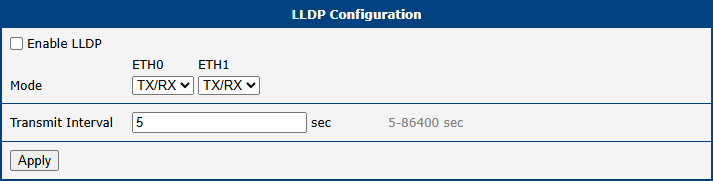 LLDP configuration page