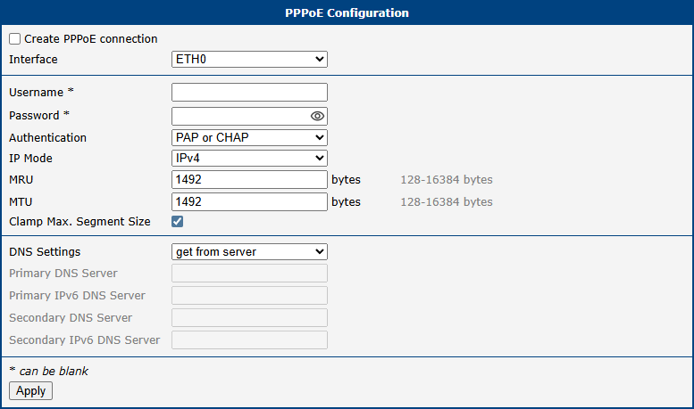 PPPoE Configuration