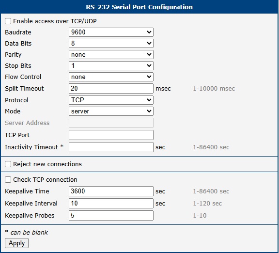 RS-232 Serial Port Configuration
