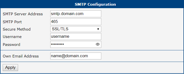 SMTP Client Configuration