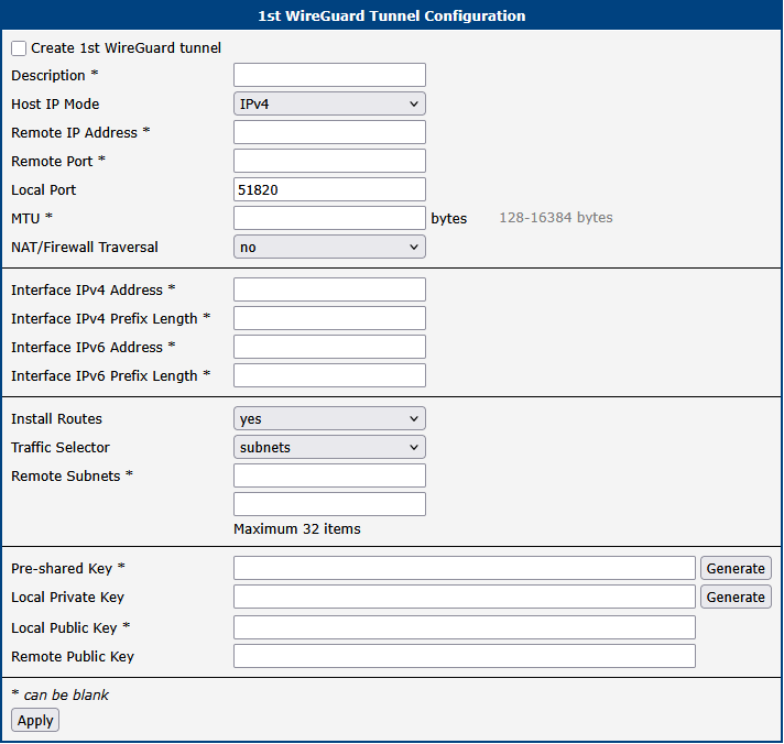 WireGuard Configuration Interface