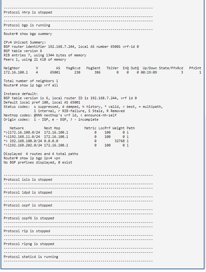 FRR status of router 1 part 2