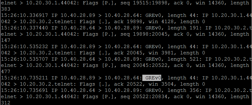 Tcpdump program — GRE encapsulation check