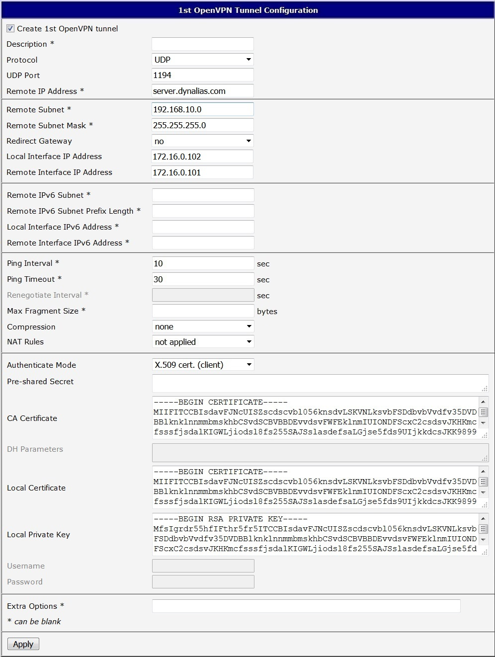 Router configuration