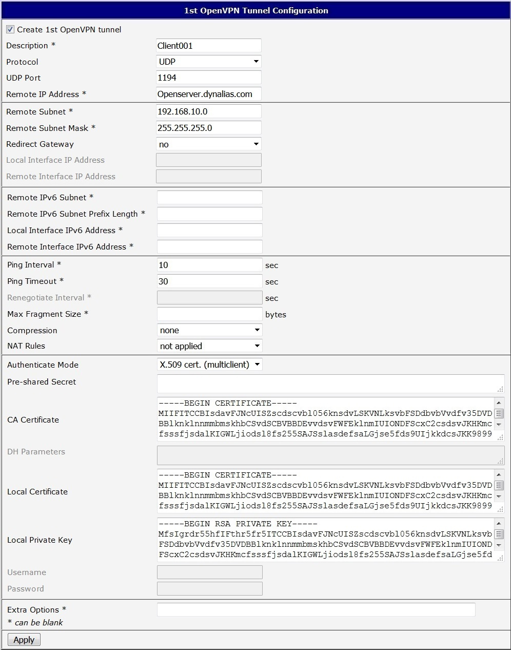 Configuration of Advantech router