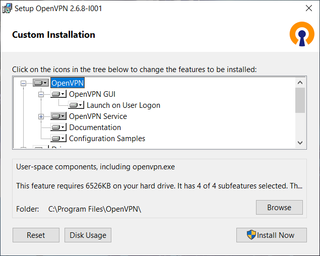 Installation of OpenVPN — components