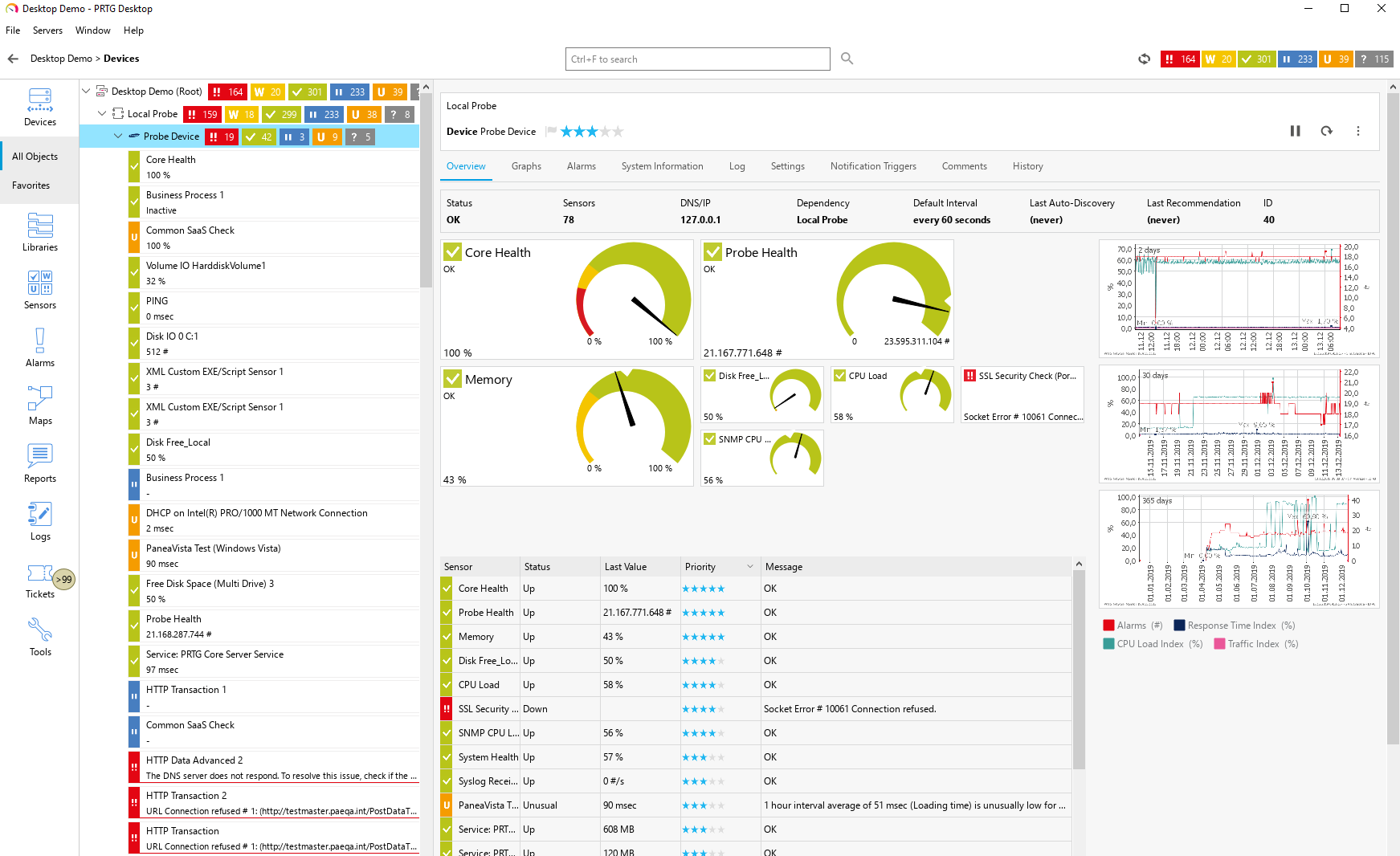 PRTG web interface