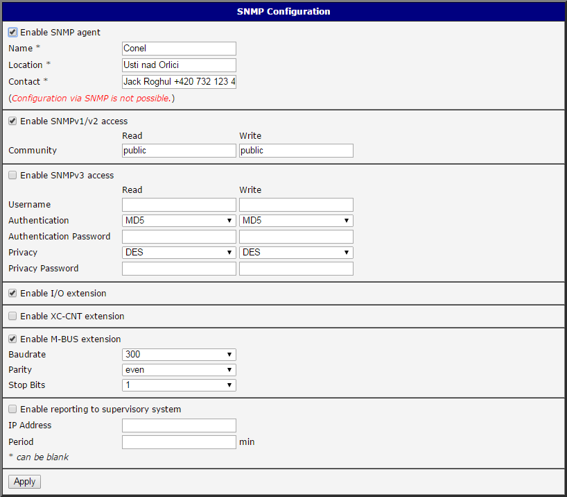 Example of SNMP Configuration