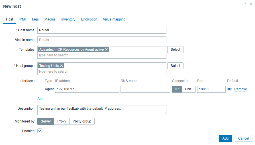 New host form with active agent interface