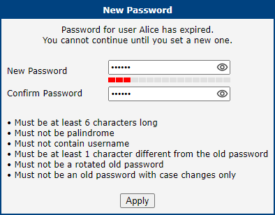Forced to Change the Password in GUI