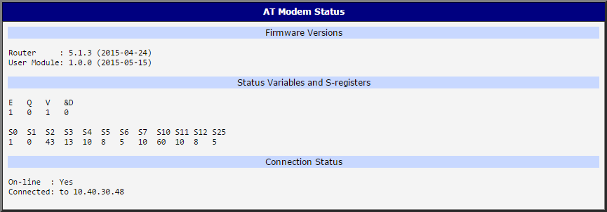 AT Modem Emulator Status