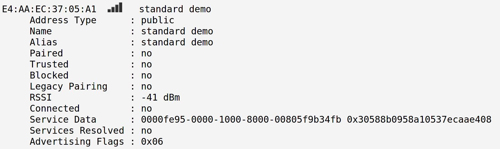 Manufacturer data for example 1