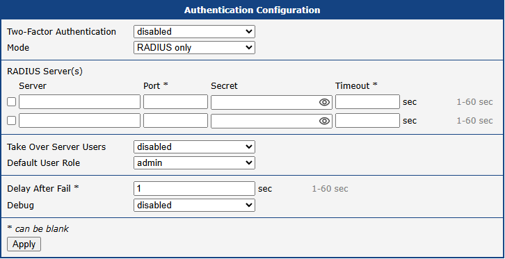 RADIUS Configuration