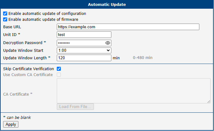 Example of an Automatic Update Using the MAC Address