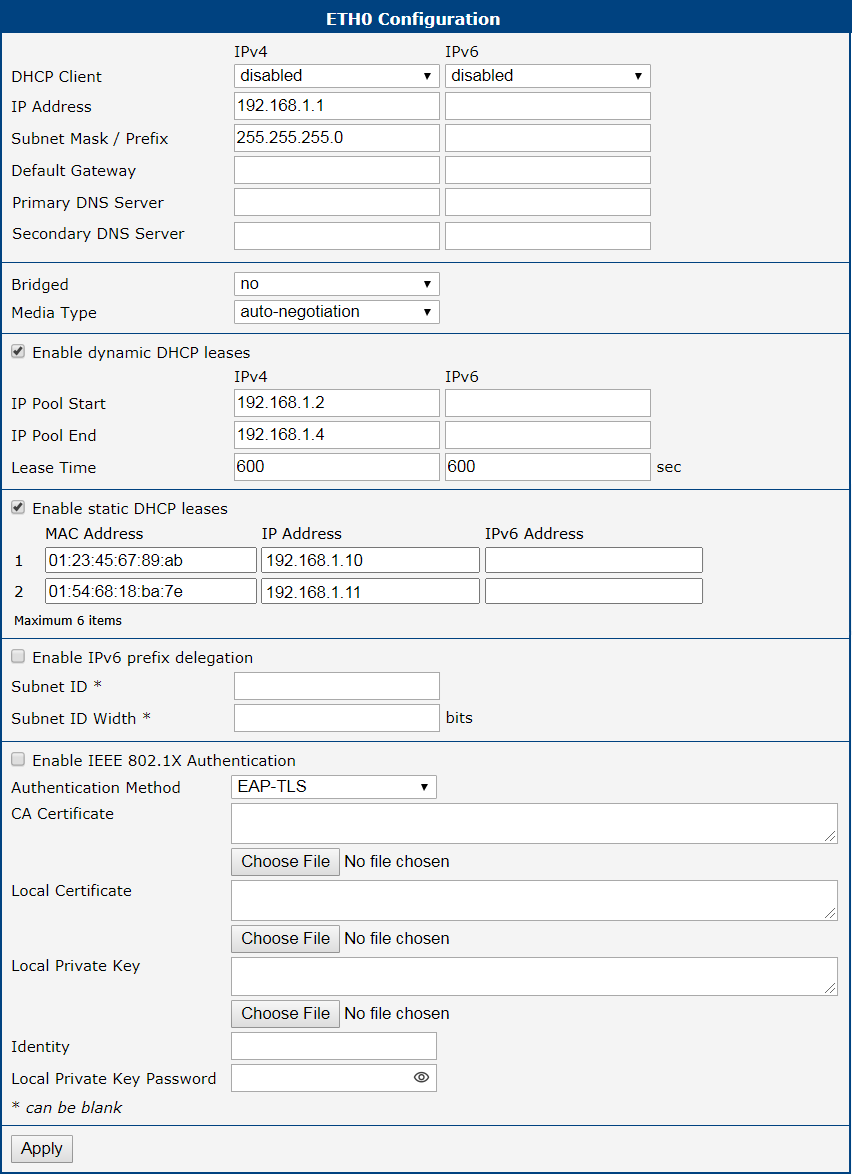 LAN Configuration for Example 2