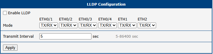 LLDP configuration page