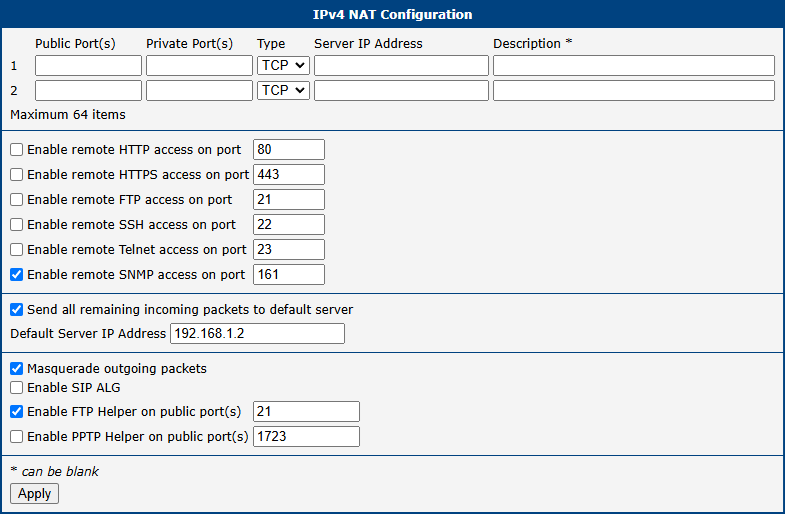 NAT Configuration for Example 1