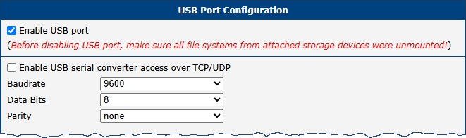 USB Port Configuration