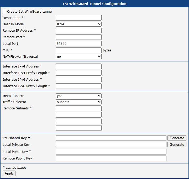 WireGuard Configuration Interface