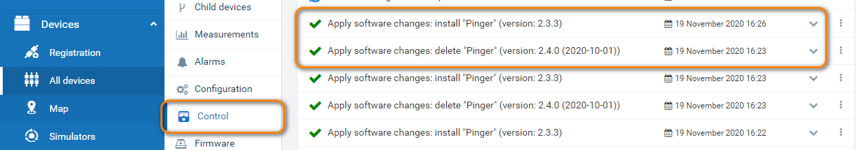 Record of successful software install