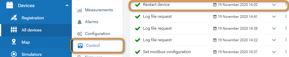 Restart device record