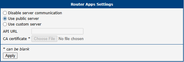 Router Apps Server Settings