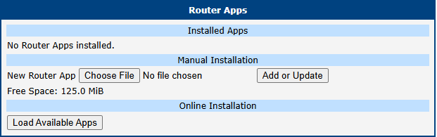 Default Router Apps Page