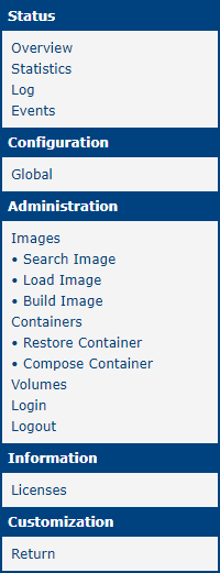 Docker Router App Menu