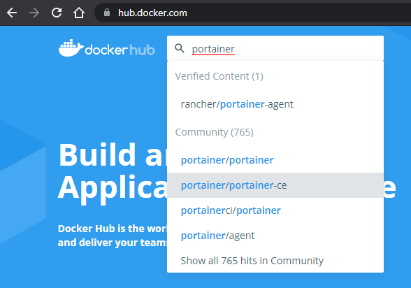 Portainer — Docker Hub Search