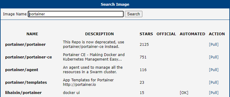 Portainer — Image Search
