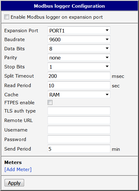 Configuration page