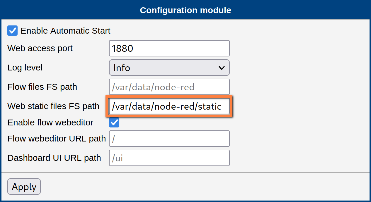 Example 3 — Web static file FS path configuration
