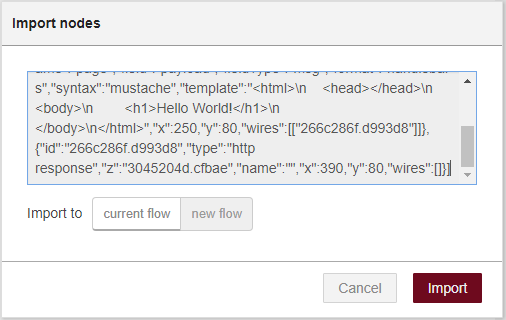 Import nodes via JSON