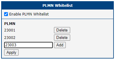 Adding a PLMN entry