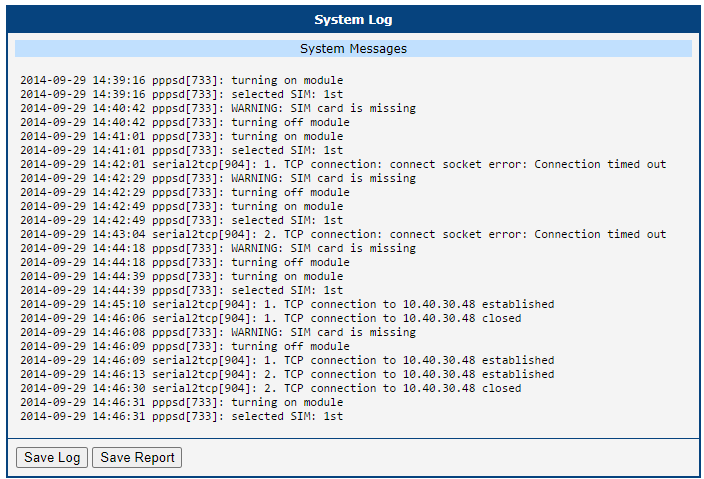 System Log