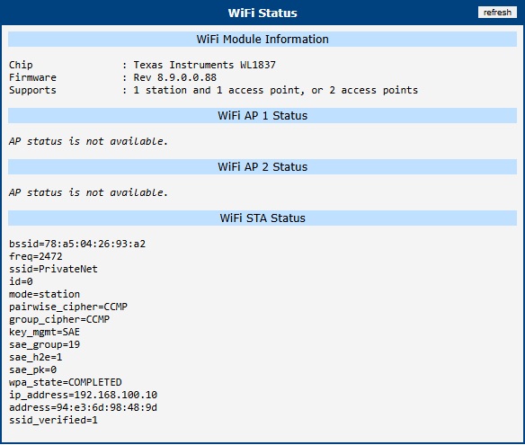 Wi-Fi STA Status