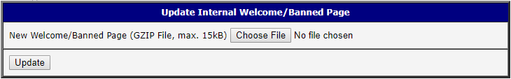 Upload custom welcome/banned page