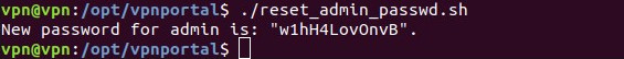 Password reset console output
